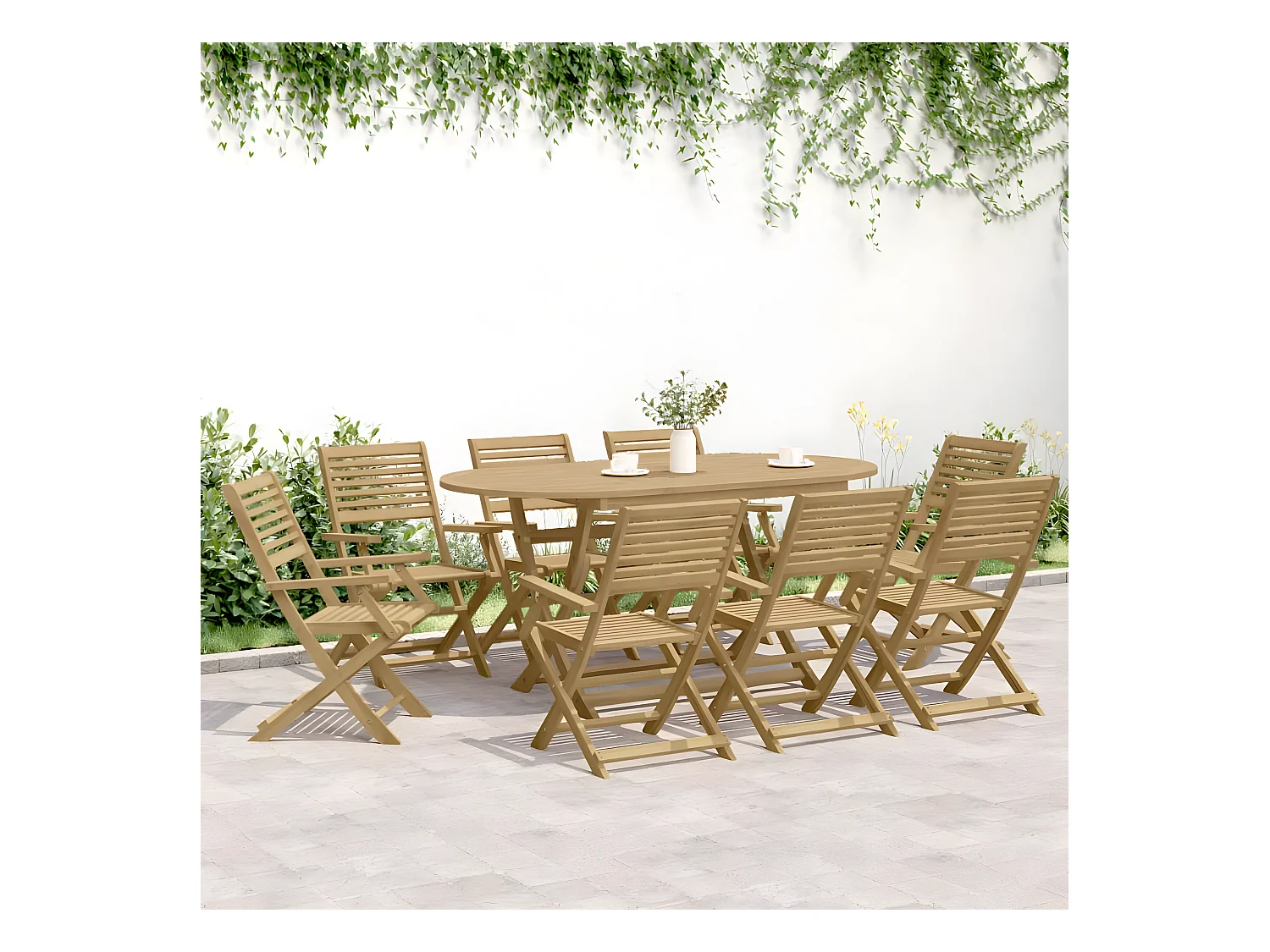 Lot de 6 Chaises pliables de jardin bois massif d'acacia FR90979