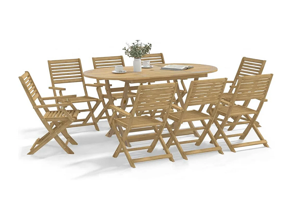 Lot de 6 Chaises pliables de jardin bois massif d'acacia FR90979