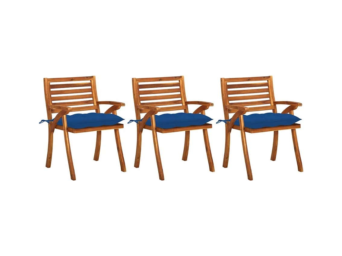 Lot de 3 Chaises à dîner de jardin avec coussins Acacia massif FR14617