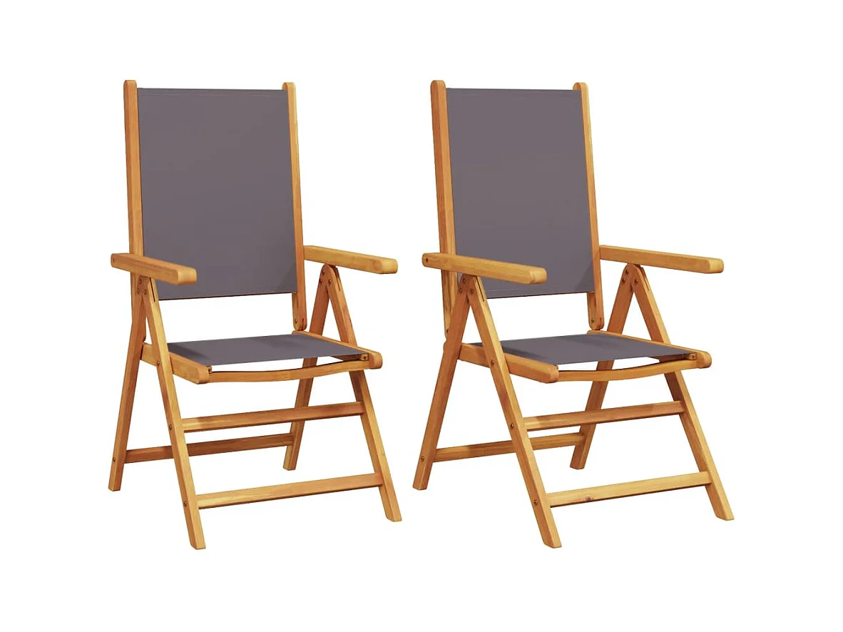 Lot de 2 Chaises de jardin anthracite bois acacia massif tissu FR94229