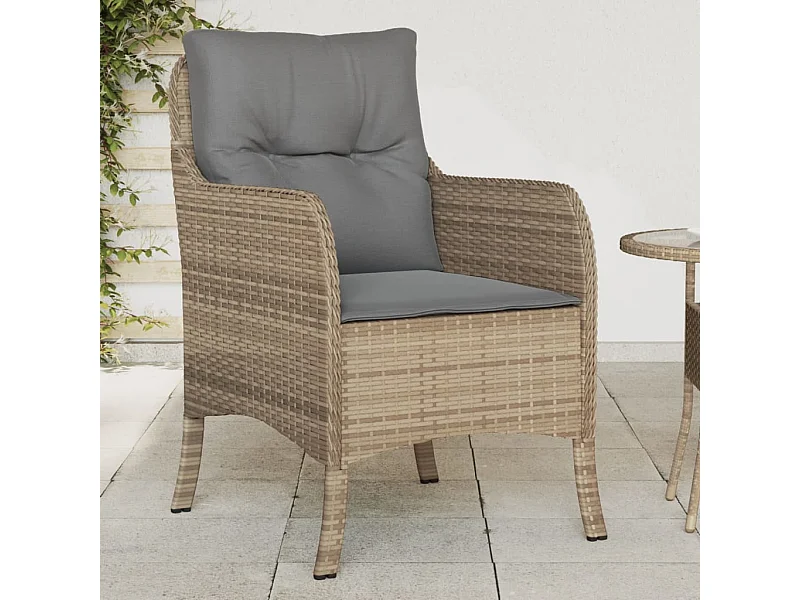 Lot de 2 Chaises de jardin avec coussins mélange beige rotin FR59782