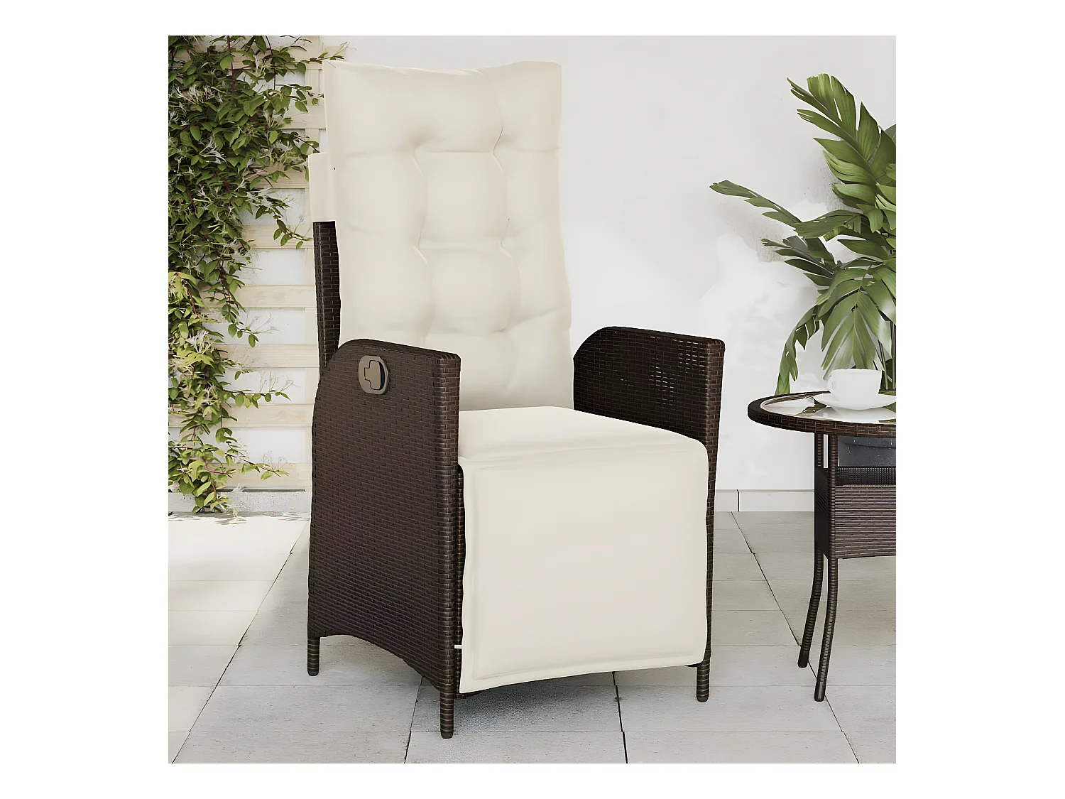 Lot de 2 Chaises inclinables de jardin avec repose-pied rotin FR33240
