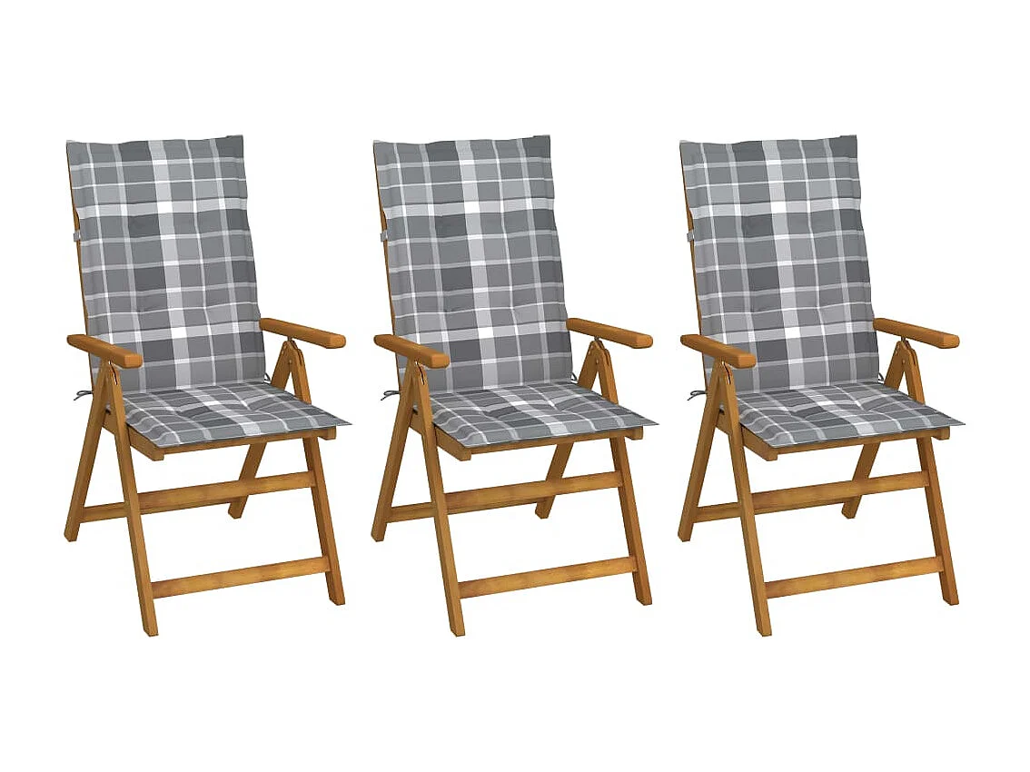 Lot de 3 Chaises pliables de jardin avec coussins Bois d'acacia FR73750