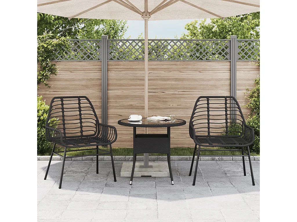 Lot de 2 Chaises de jardin Noir Résine tressée FR51740