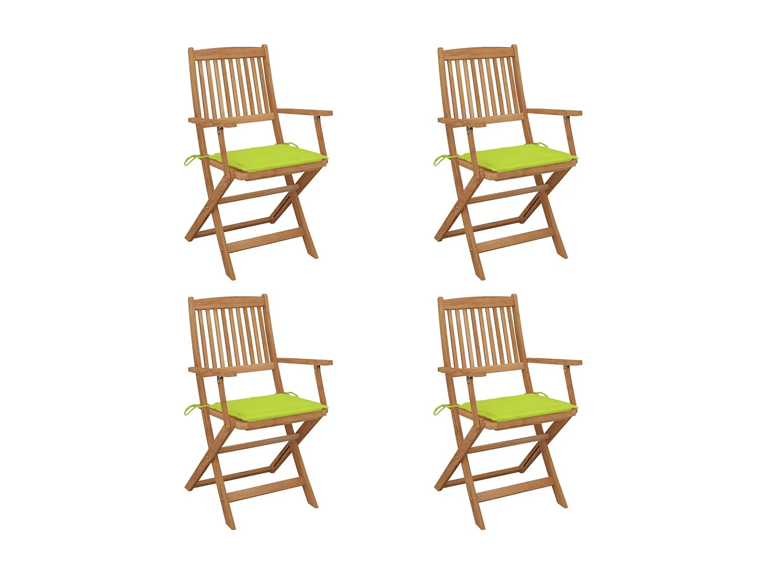 Lot de 4 Chaises pliables de jardin avec coussins Bois d'acacia FR29199
