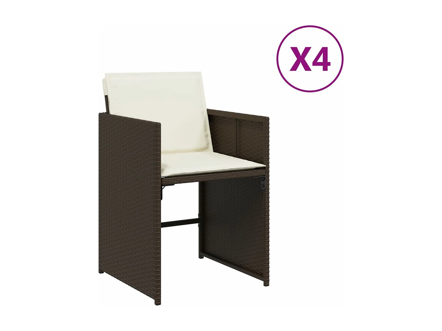 Lot de 4 Chaises de jardin avec coussins marron résine tressée FR67346