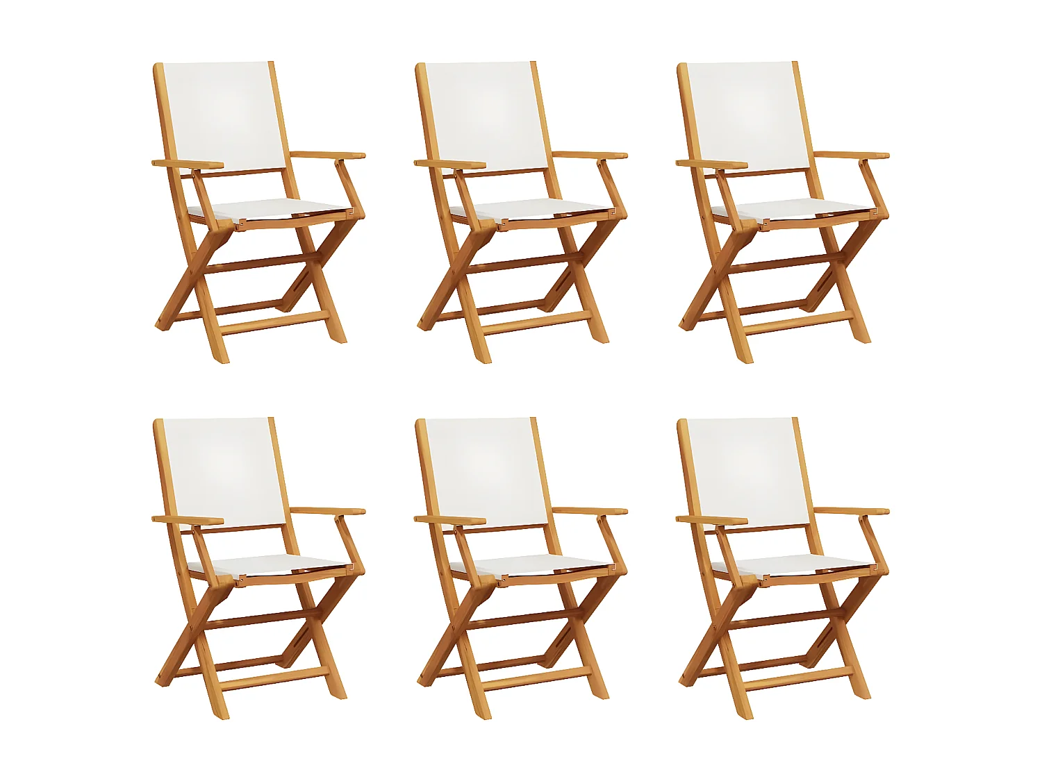 Lot de 6 Chaises de jardin pliantes tissu et bois massif FR26774