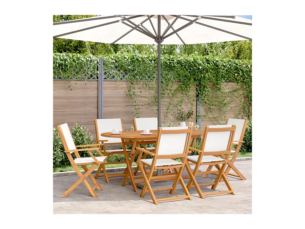 Lot de 6 Chaises de jardin pliantes tissu et bois massif FR26774