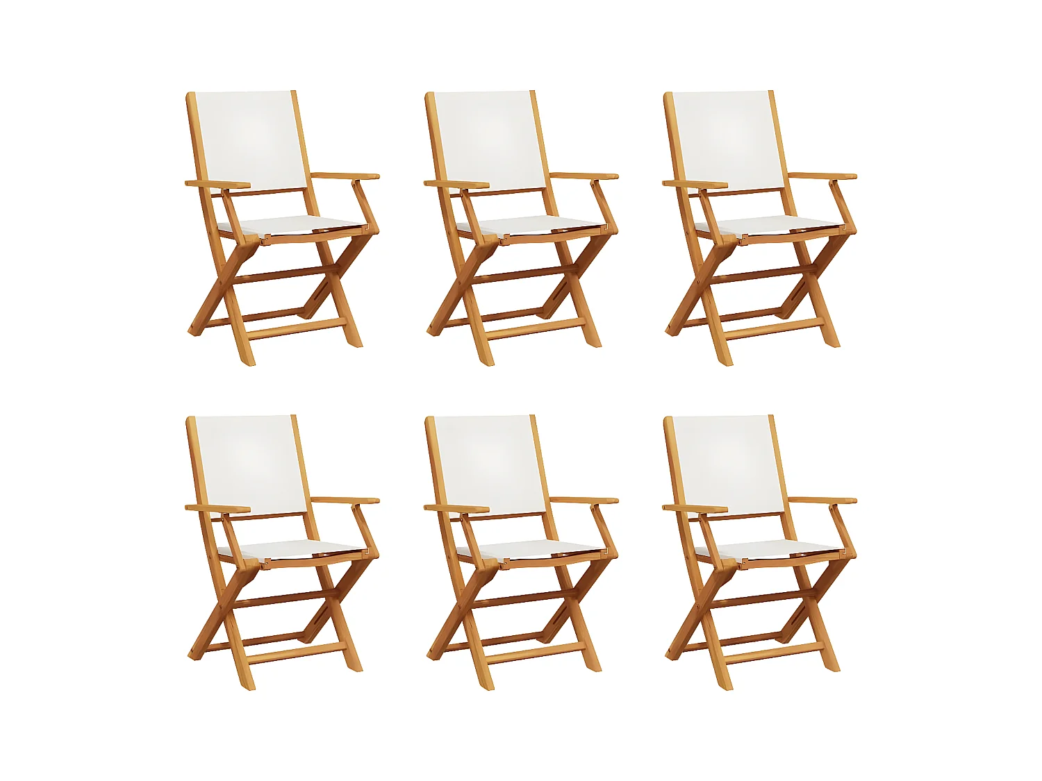Lot de 6 Chaises de jardin pliantes tissu et bois massif FR26774