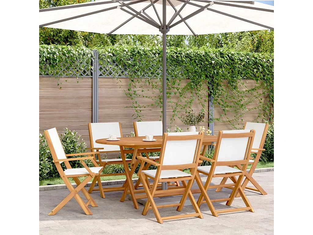 Lot de 6 Chaises de jardin pliantes tissu et bois massif FR26774