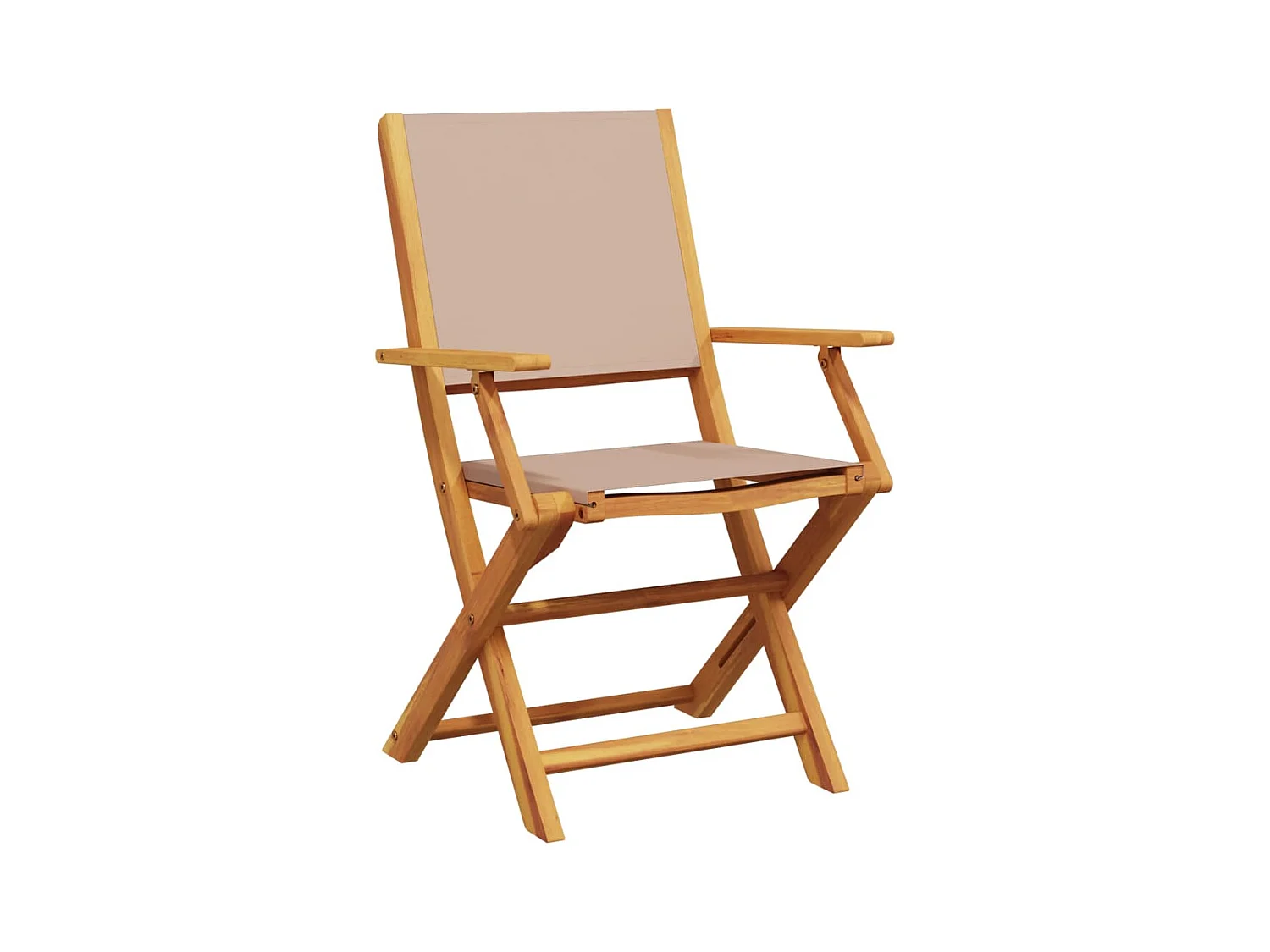 Lot de 4 Chaises de jardin pliantes taupe tissu et bois massif FR94160
