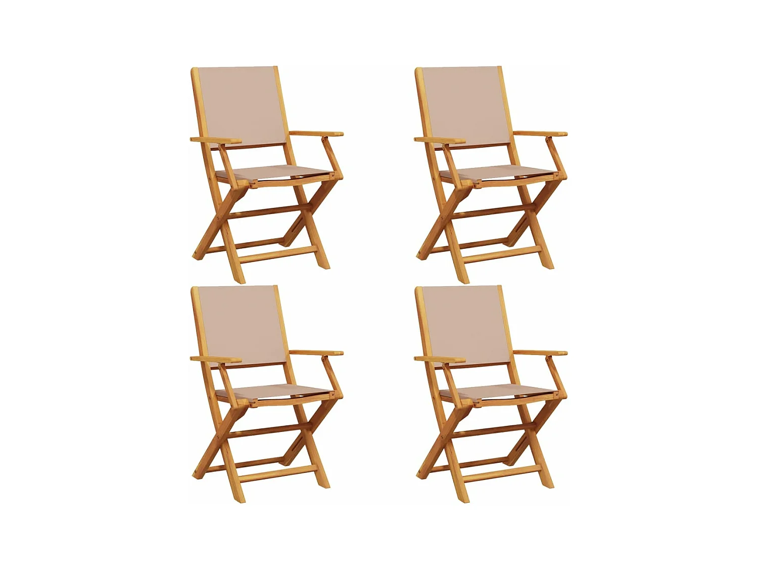 Tuinstoelen 4 st inklapbaar stof en massief hout taupe BE448616