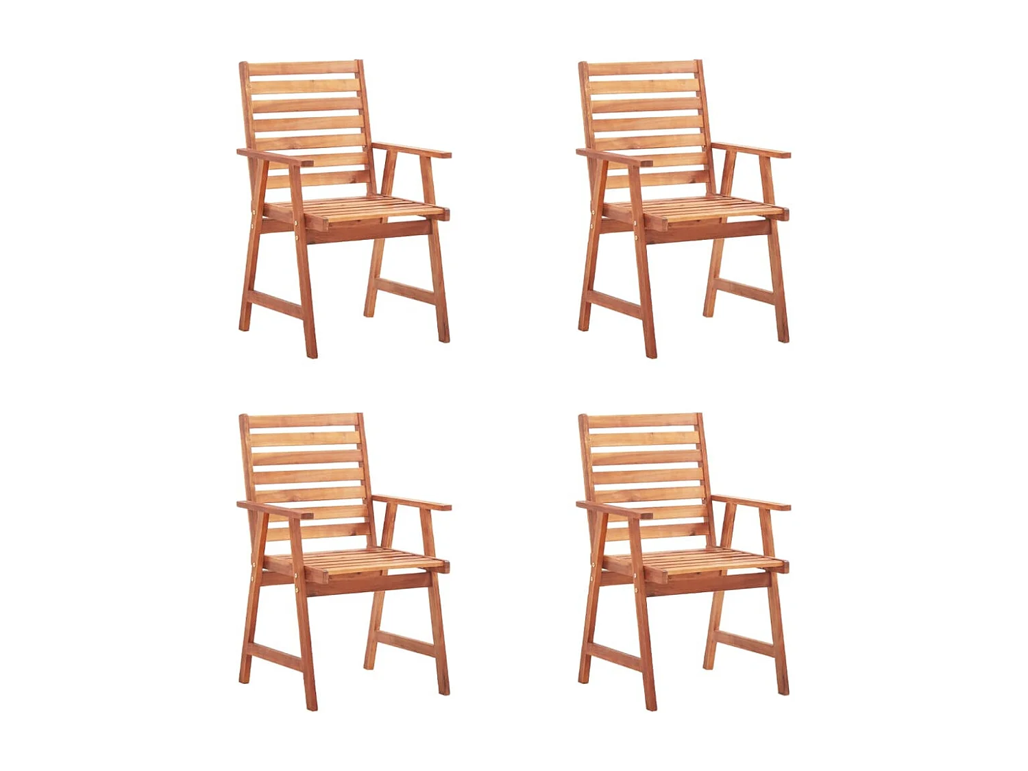 Lot de 4 Chaises à dîner de jardin avec coussins Acacia massif FR69858