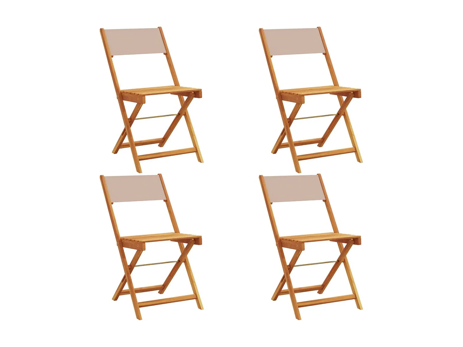 Lot de 4 Chaises de jardin pliantes taupe tissu et bois massif FR20473