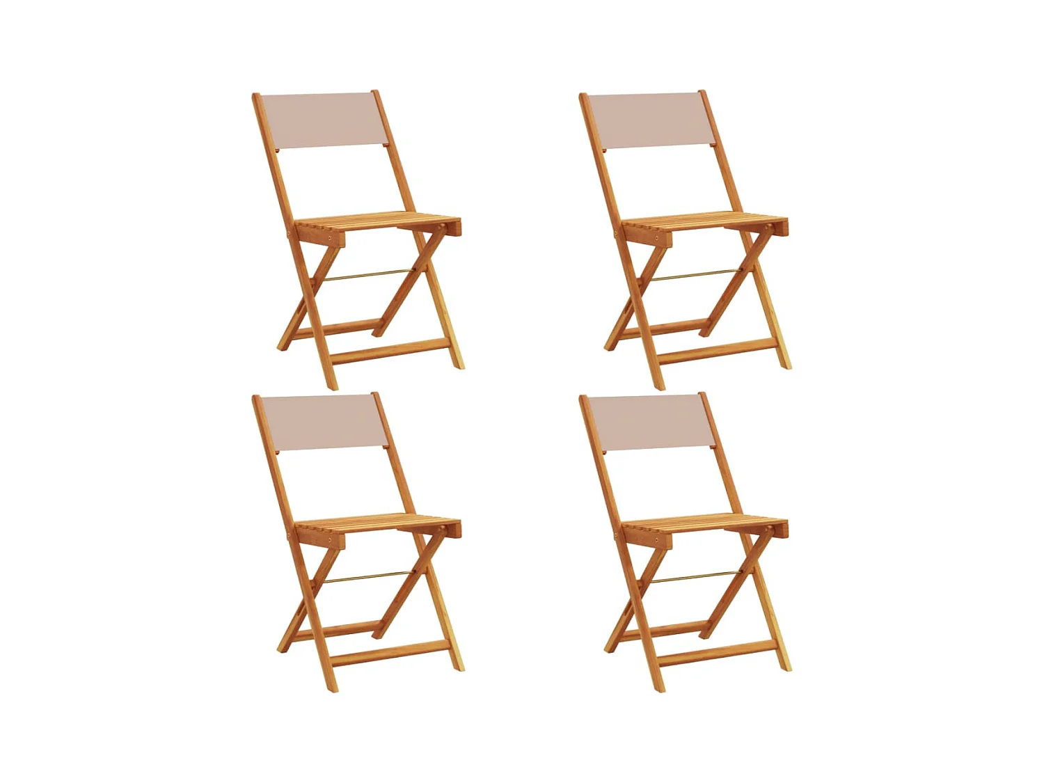 Tuinstoelen 4 st inklapbaar stof en massief hout taupe BE419724