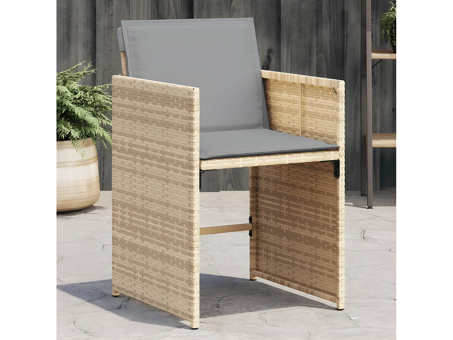 Tuinstoelen 4 st met kussens poly rattan gemengd beige BE112496