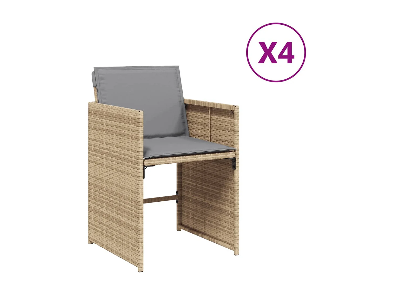Tuinstoelen 4 st met kussens poly rattan gemengd beige BE112496
