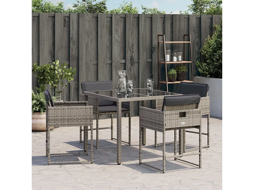 Juego de 4 Sillones de jardín con cojines ratán sintético gris ES763352