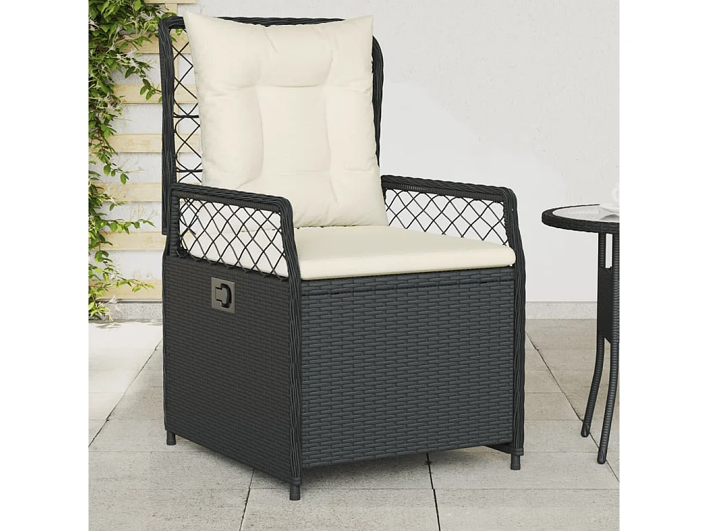 Tuinstoelen 2 st verstelbaar poly rattan zwart BE513160