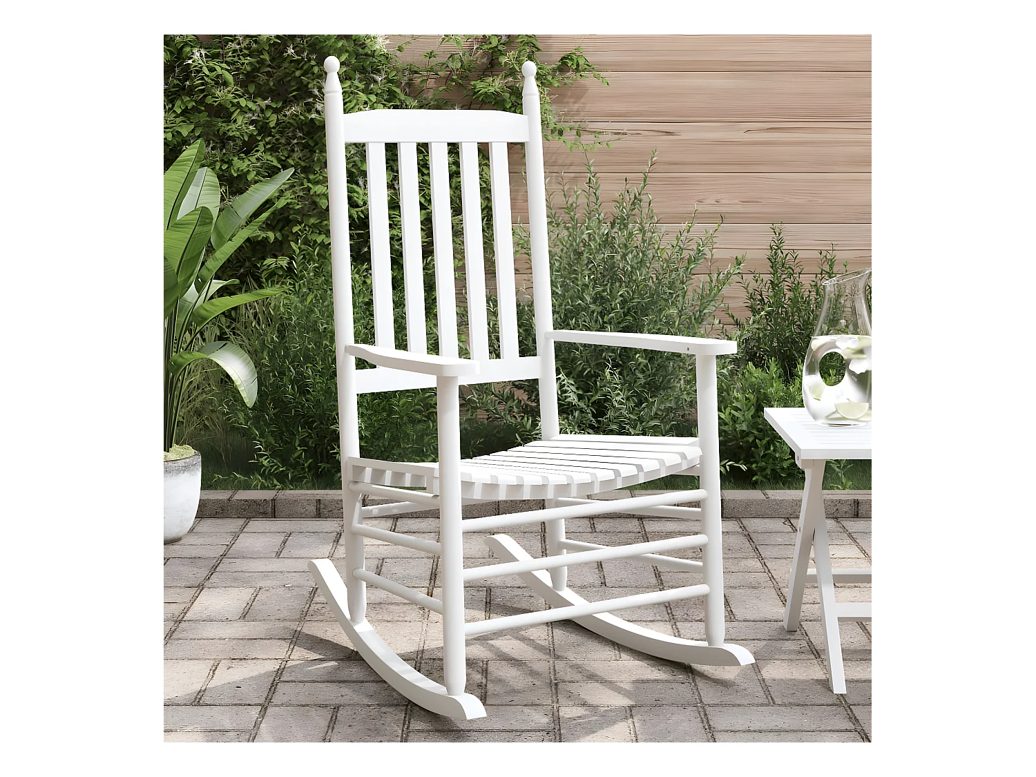 Lot de 2 Chaises à bascule sièges incurvés blanc sapin massif FR70691