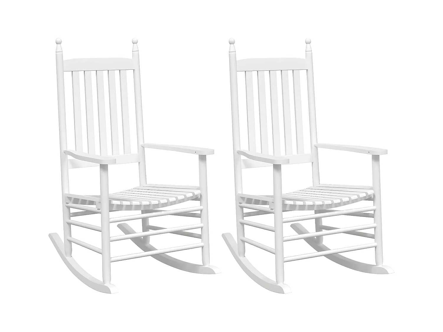Lot de 2 Chaises à bascule sièges incurvés blanc sapin massif FR70691
