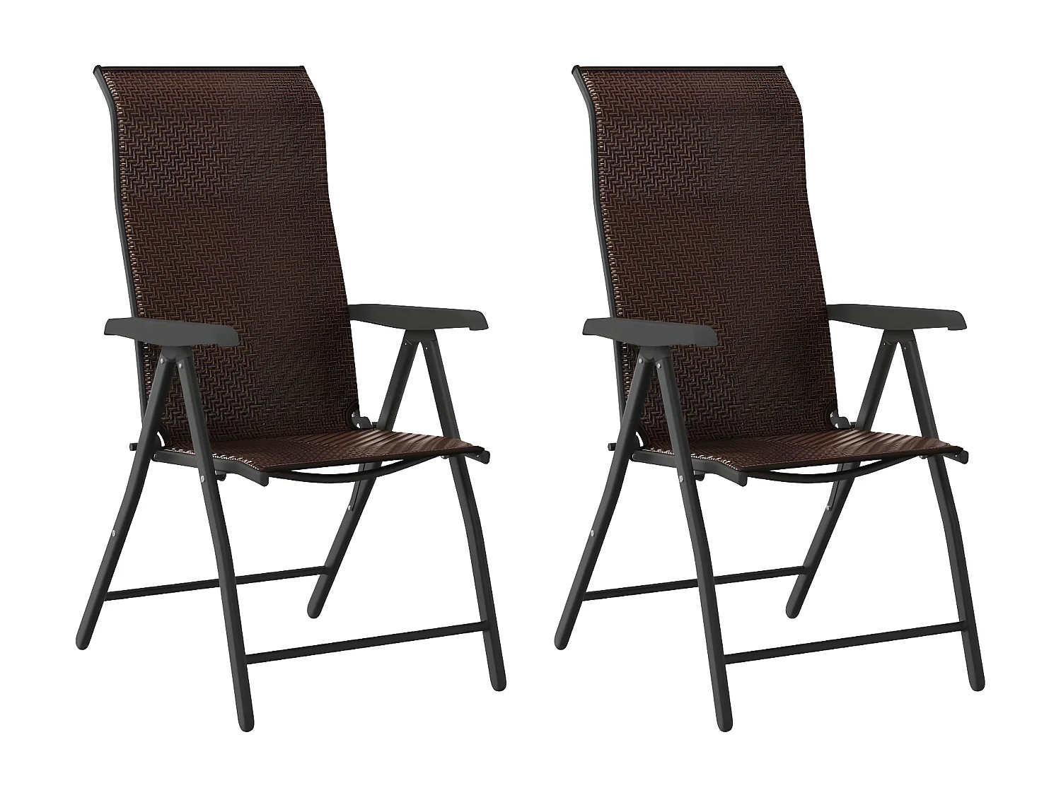 Lot de 2 Chaises pliables de jardin marron résine tressée FR10425