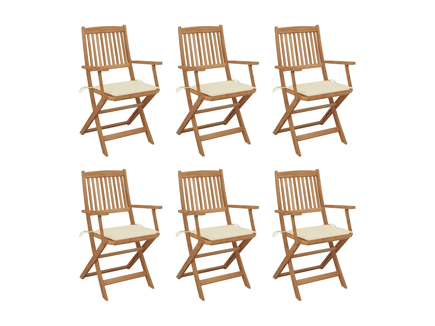 Lot de 6 Chaises pliables de jardin avec coussins Bois d'acacia FR92909