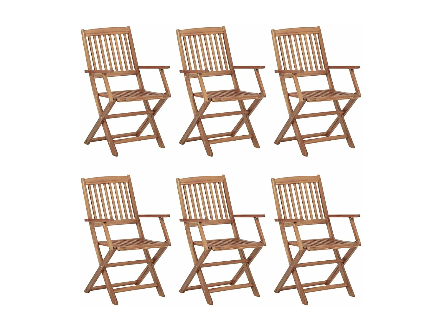 Lot de 6 Chaises pliables de jardin avec coussins Bois d'acacia FR92909