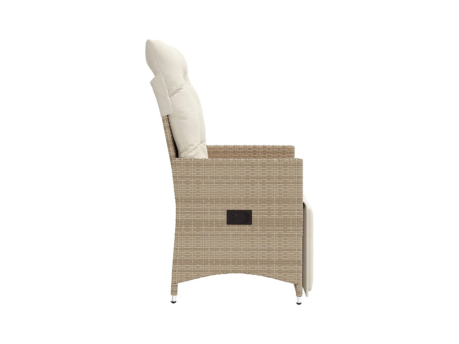Chaise inclinable de jardin avec coussins beige résine tressée FR84356
