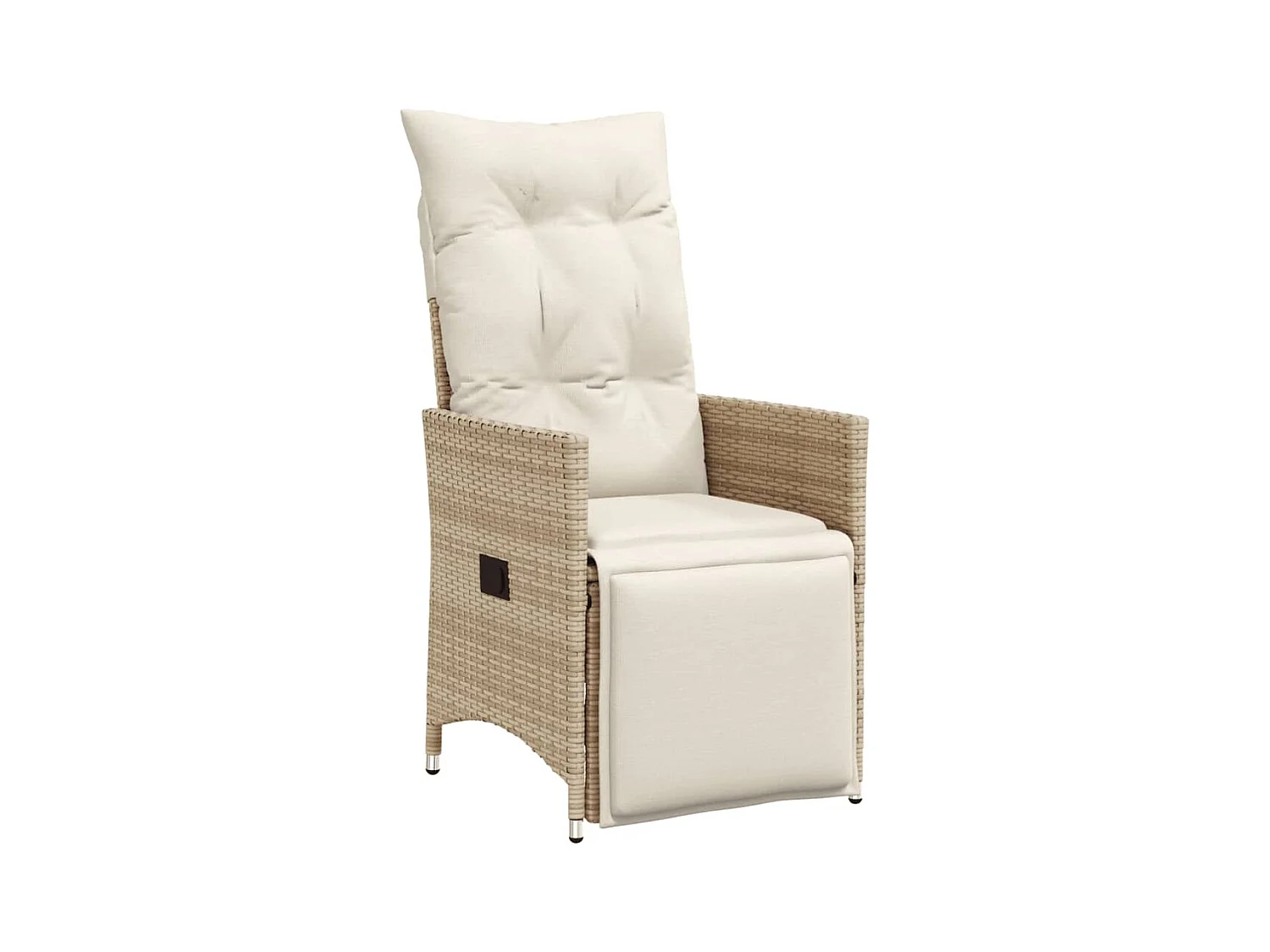 Chaise inclinable de jardin avec coussins beige résine tressée FR84356