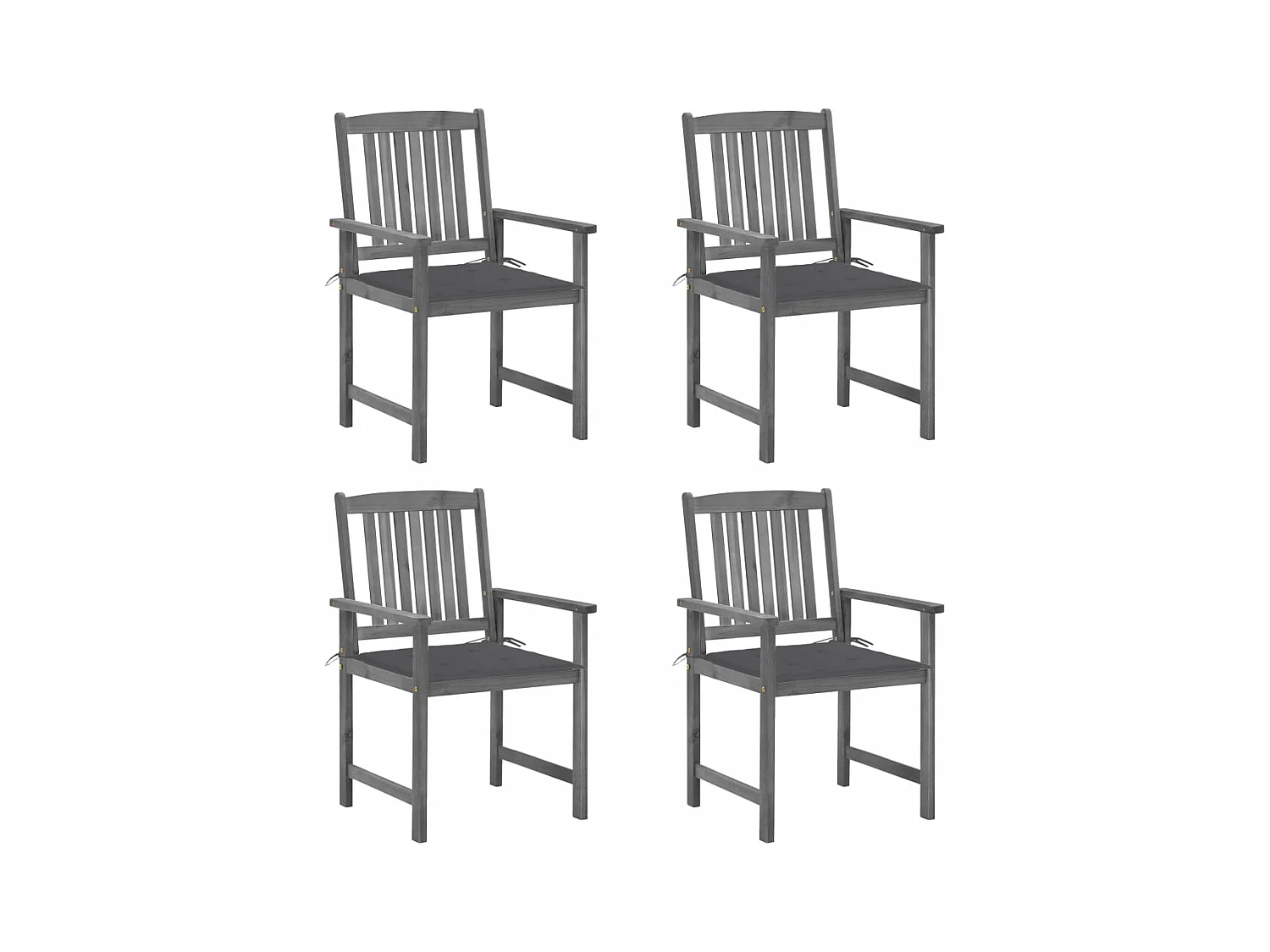 Lot de 4 Chaises de jardin avec coussins Gris Bois d'acacia massif FR70725