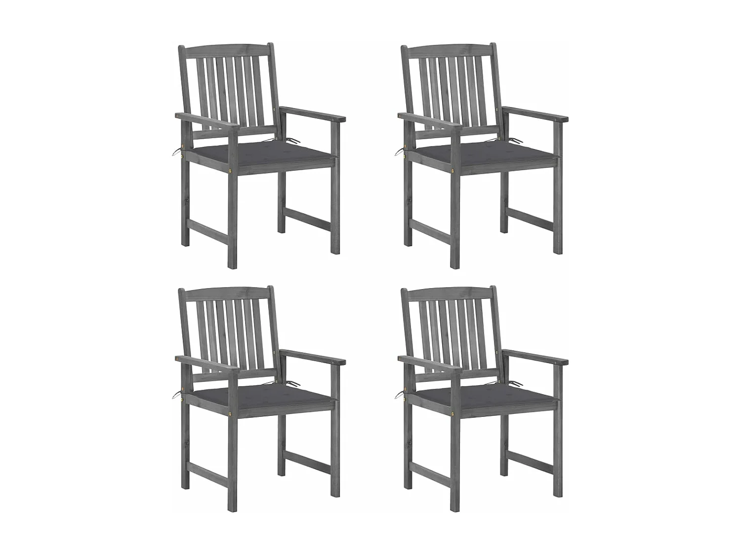 Lot de 4 Chaises de jardin avec coussins Gris Bois d'acacia massif FR70725