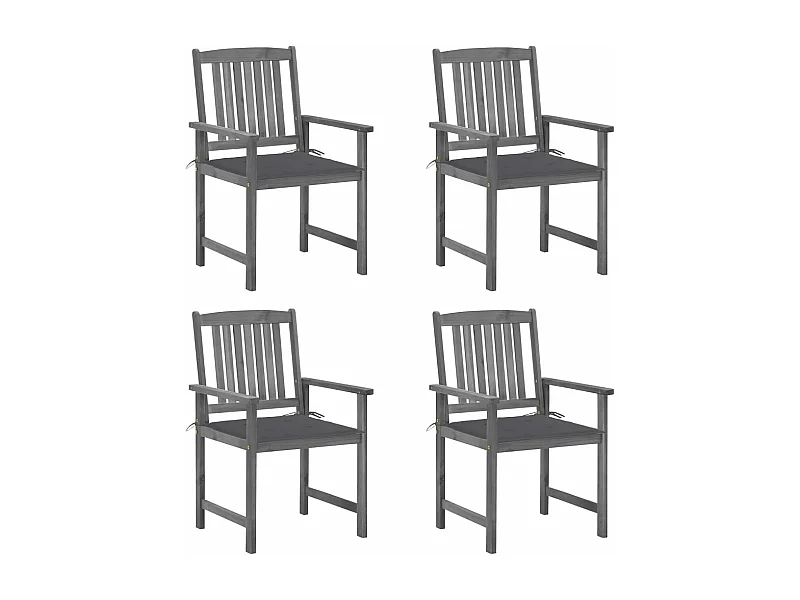 Lot de 4 Chaises de jardin avec coussins Gris Bois d'acacia massif FR70725