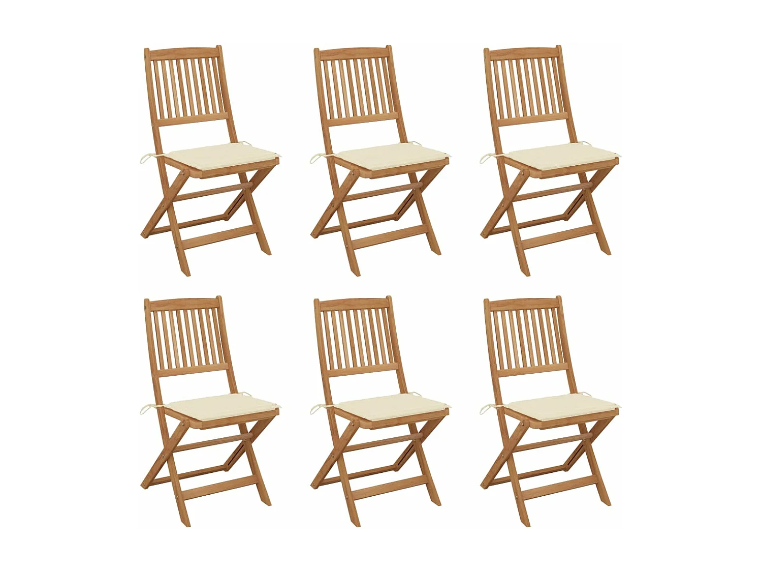 Lot de 6 Chaises pliables de jardin avec coussins Bois d'acacia FR18993
