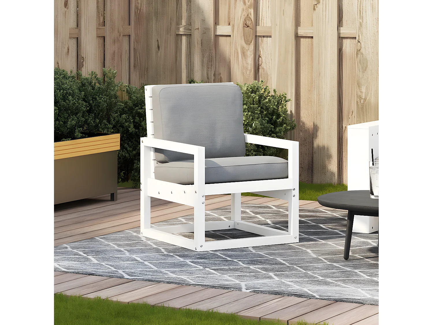 Chaise de jardin blanc 57,5x63x76 cm bois de pin massif FR54840