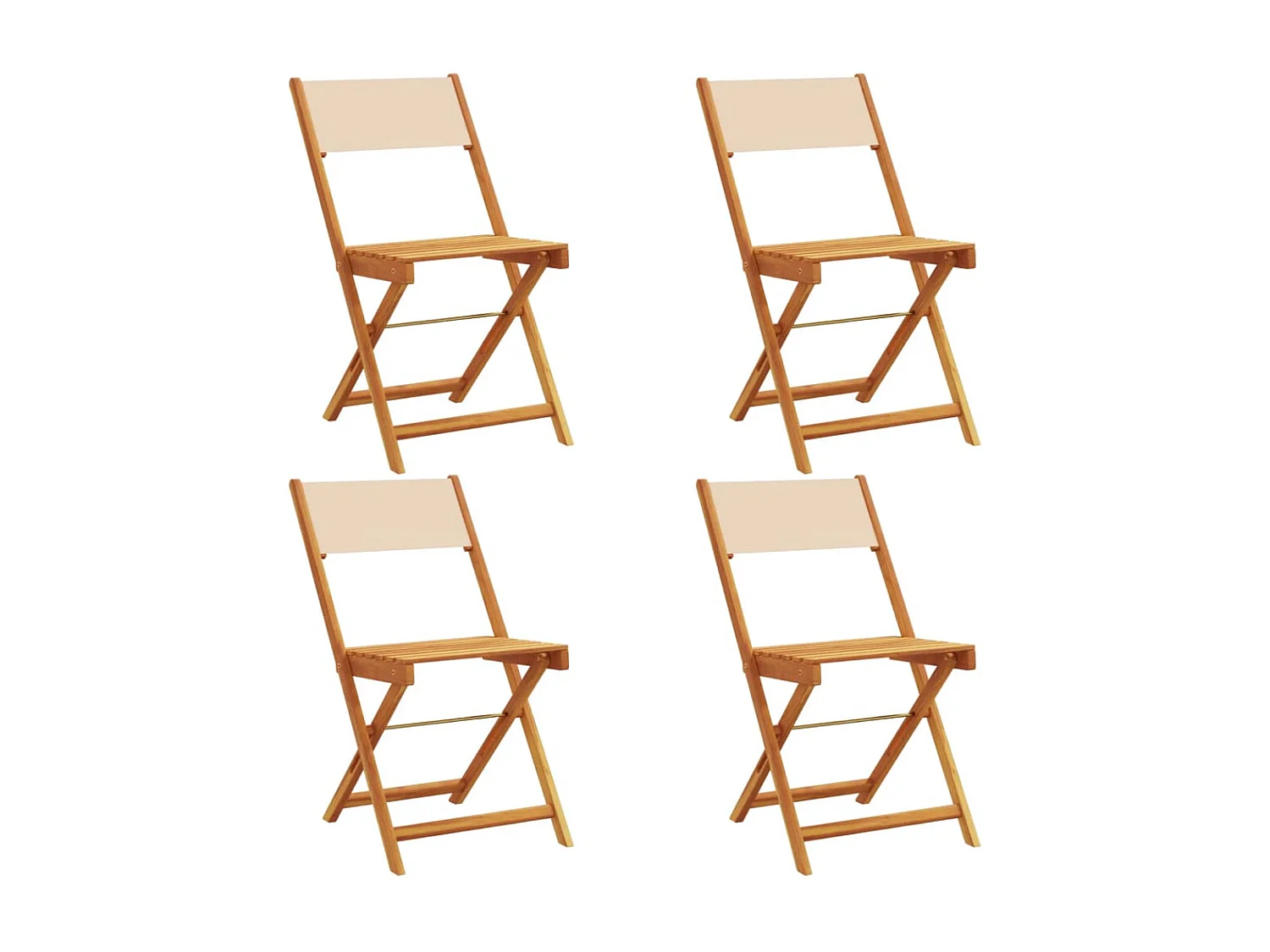 Lot de 4 Chaises de jardin pliantes beige tissu et bois massif FR29355