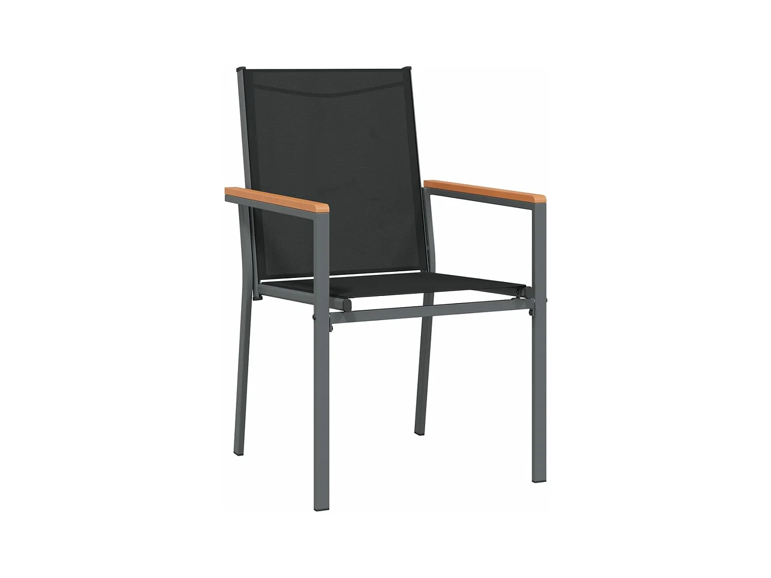 Lot de 4 Chaises de jardin noir 55x61,5x90cm textilène et acier FR17849