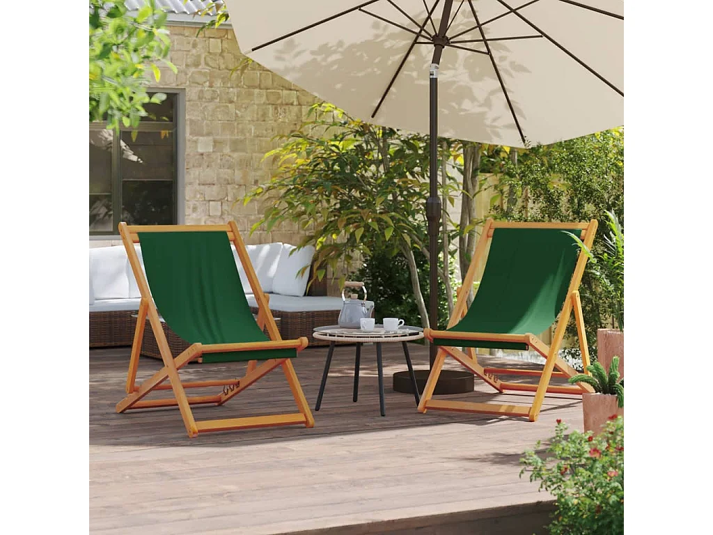 Lot de 2 Chaises de plage pliables vert tissu FR68220