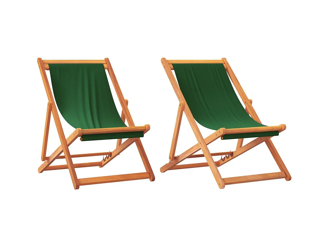 Lot de 2 Chaises de plage pliables vert tissu FR68220