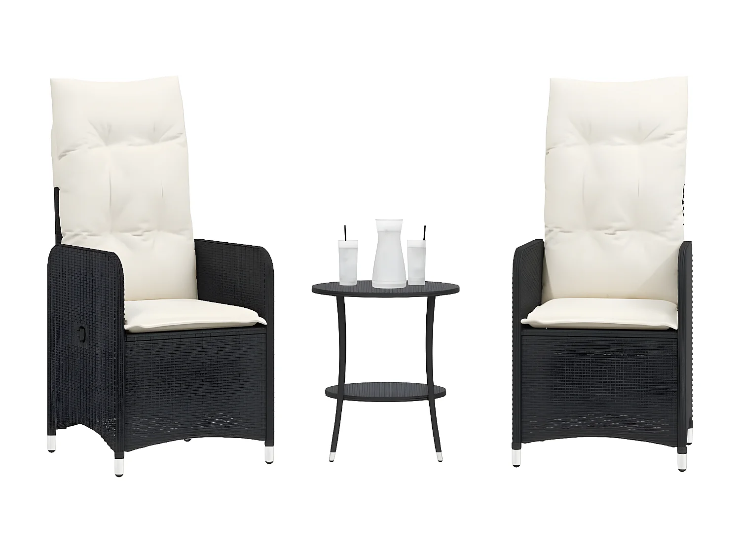 Lot de 2 Chaises inclinables de jardin et table résine tressée FR38547