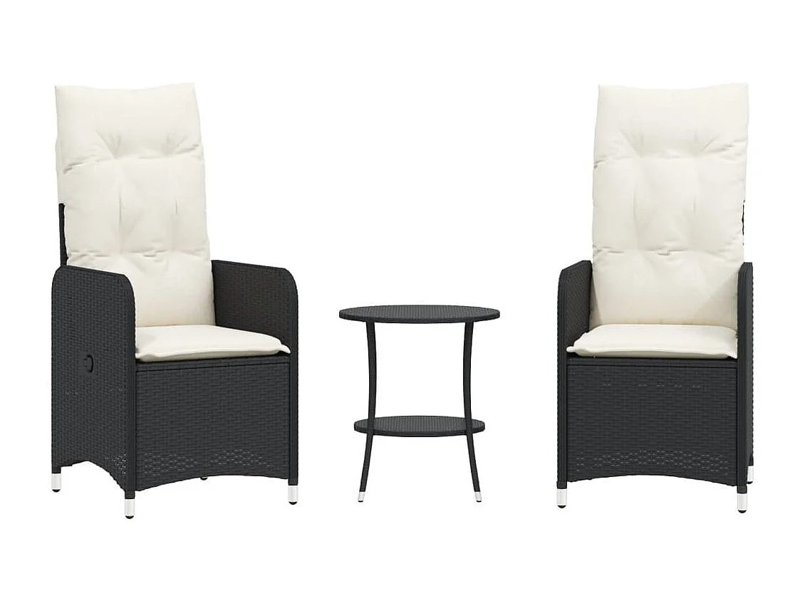 Lot de 2 Chaises inclinables de jardin et table résine tressée FR38547