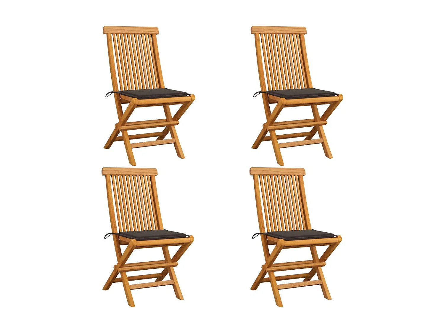 Lot de 4 Chaises de jardin avec coussins taupe Bois de teck massif FR60224