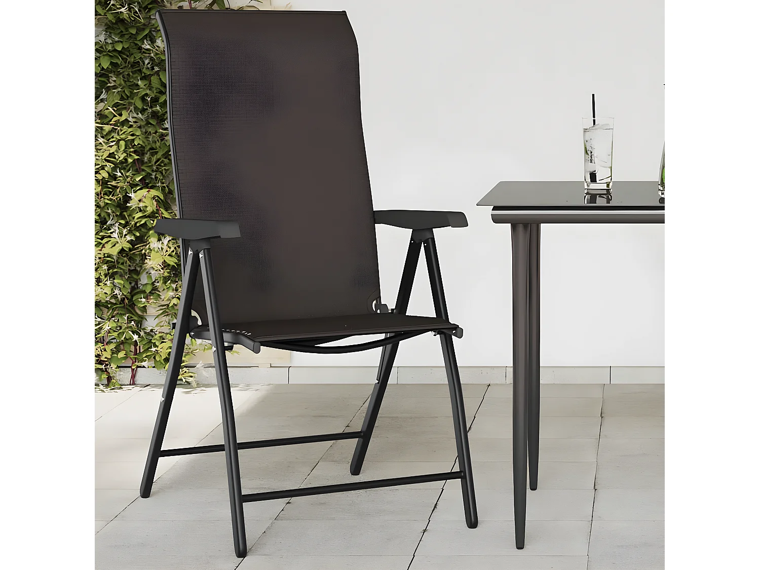 Cadeiras de jardim dobráveis 2 pcs vime PE cor preto café PT478522