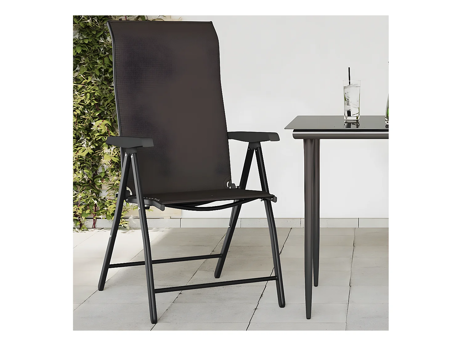 Lot de 2 Chaises pliables jardin couleur café noir poly rotin FR63260