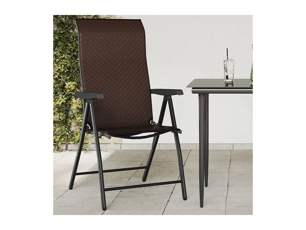 Lot de 4 Chaises pliables de jardin marron résine tressée FR86590