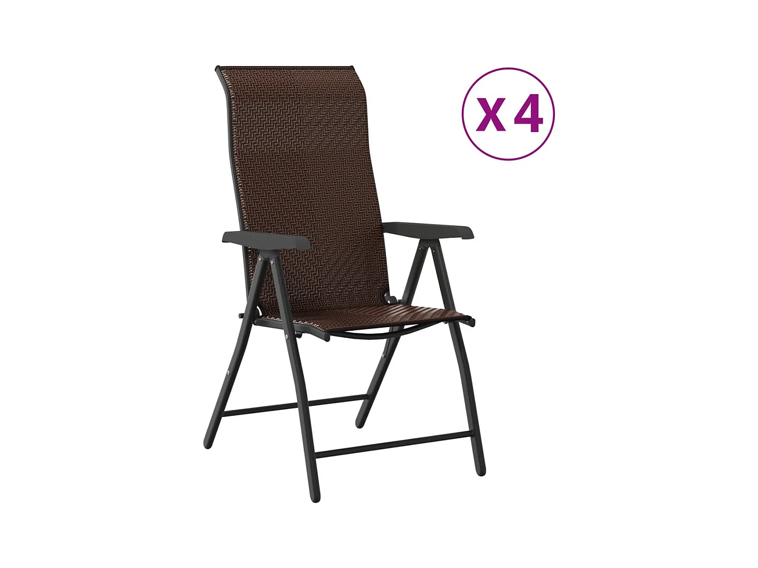 Lot de 4 Chaises pliables de jardin marron résine tressée FR86590