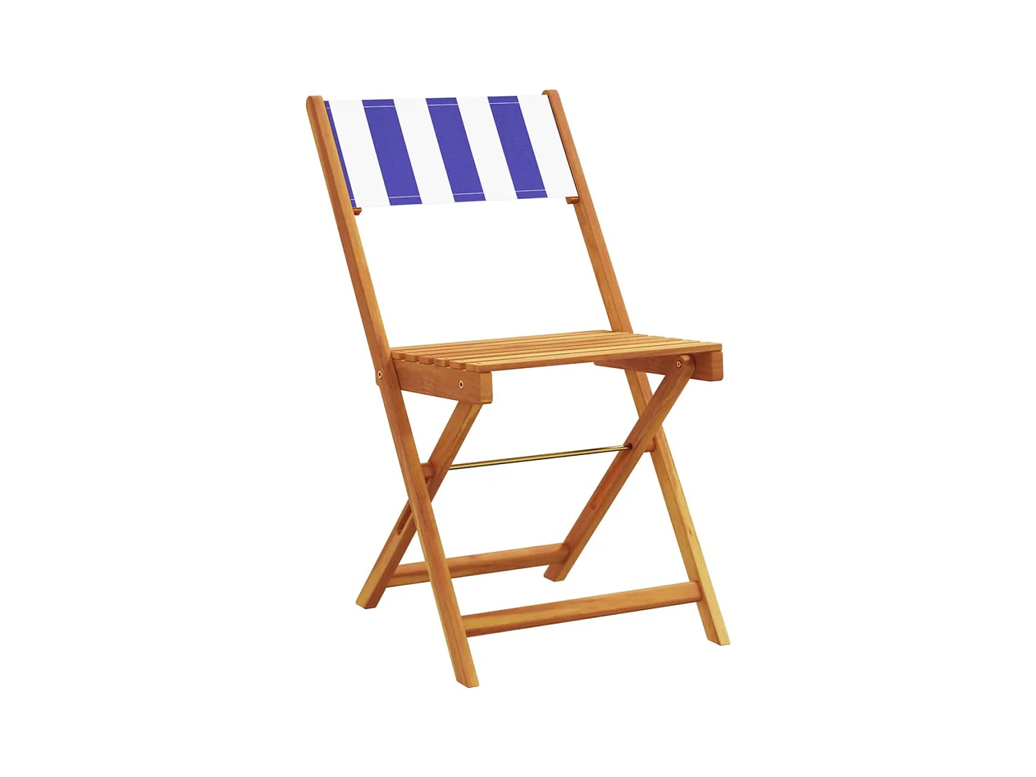 Juego de 2 Sillas de bistró madera maciza acacia y tela azul blanco ES388008