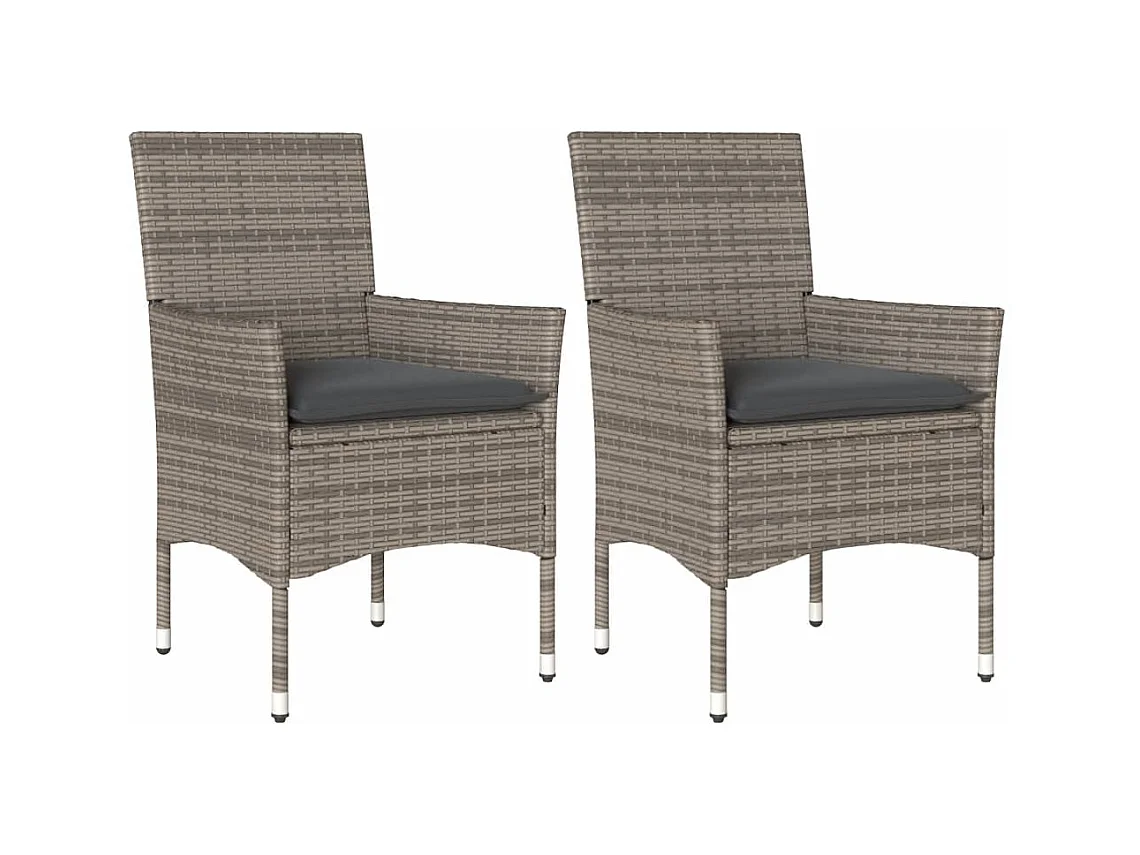 Lot de 2 Chaises de jardin avec coussins gris résine tressée FR97845
