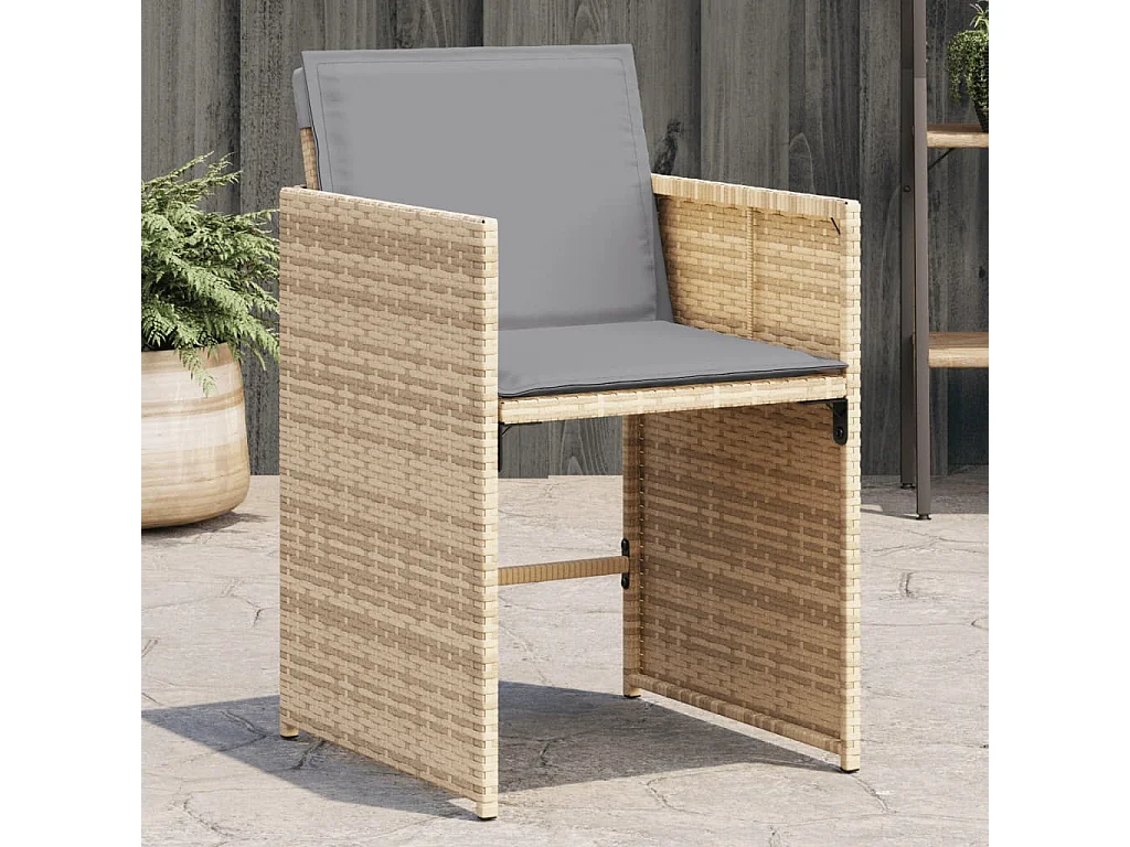 Tuinstoelen 4 st met kussens poly rattan gemengd beige BE788360