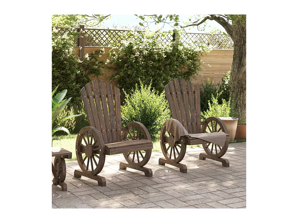 Lot de 2 Chaises de jardin Adirondack bois de sapin massif FR18065